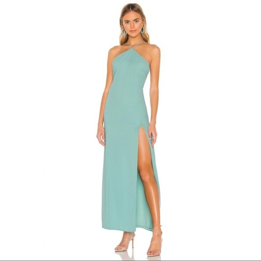 superdown Caroline One Shoulder Maxi Dress Sage Blue XXS